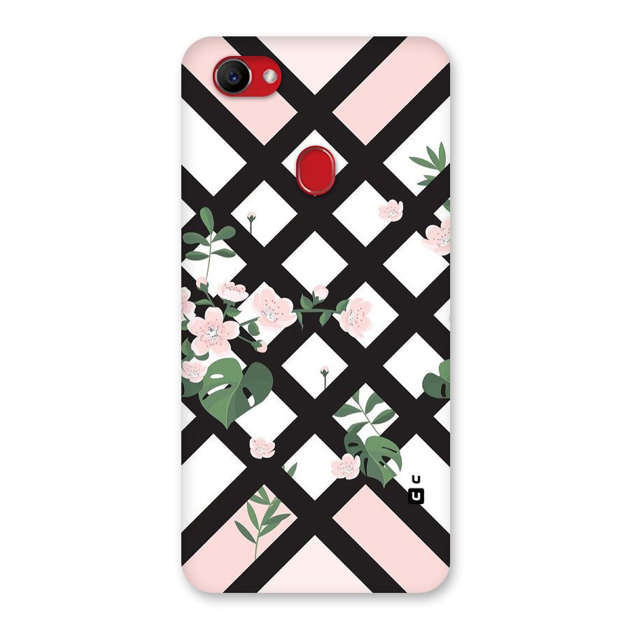 Check Floral Stripes Back Case for Oppo F7