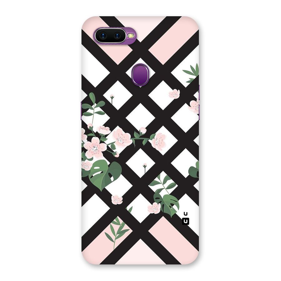 Check Floral Stripes Back Case for Oppo F9