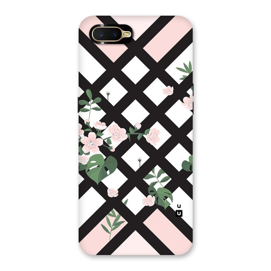 Check Floral Stripes Back Case for Oppo K1