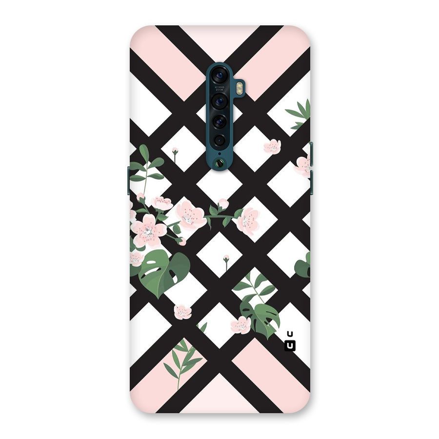 Check Floral Stripes Back Case for Oppo Reno2