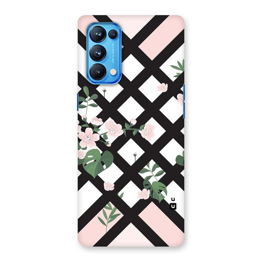 Check Floral Stripes Back Case for Oppo Reno5 Pro 5G