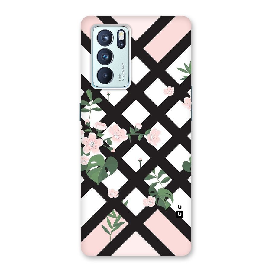 Check Floral Stripes Back Case for Oppo Reno6 Pro 5G