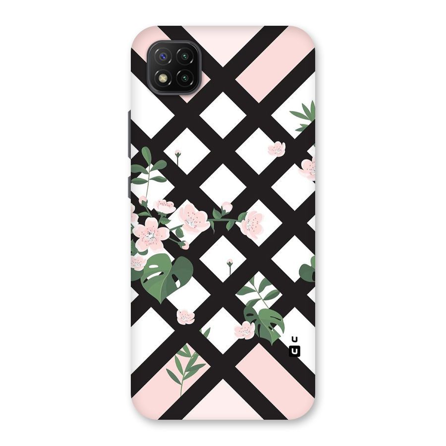 Check Floral Stripes Back Case for Poco C3