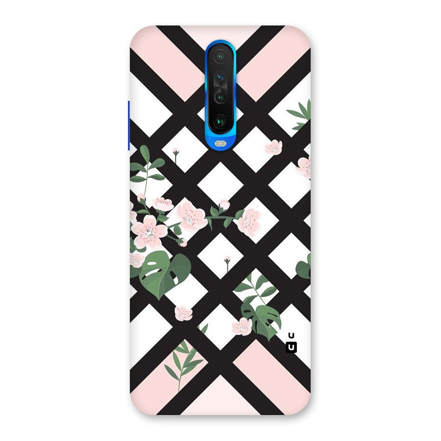 Check Floral Stripes Back Case for Poco X2