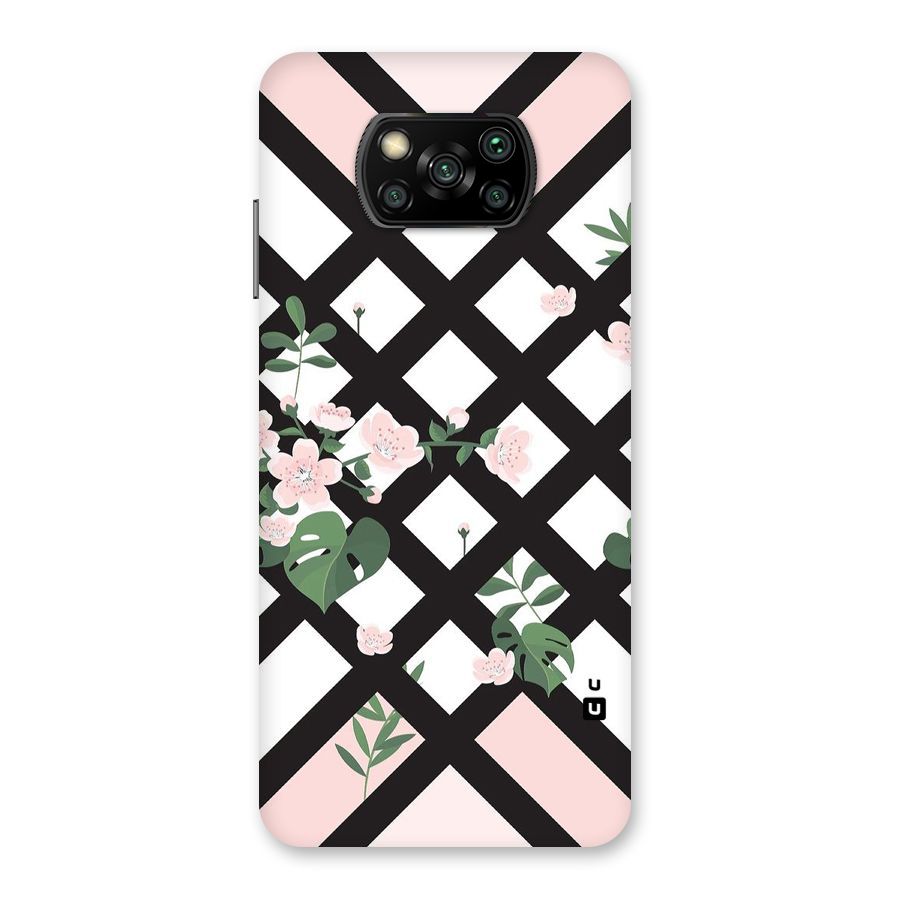 Check Floral Stripes Back Case for Poco X3