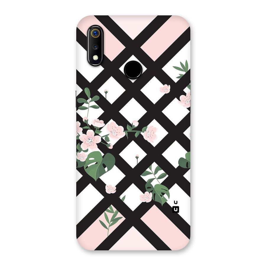 Check Floral Stripes Back Case for Realme 3