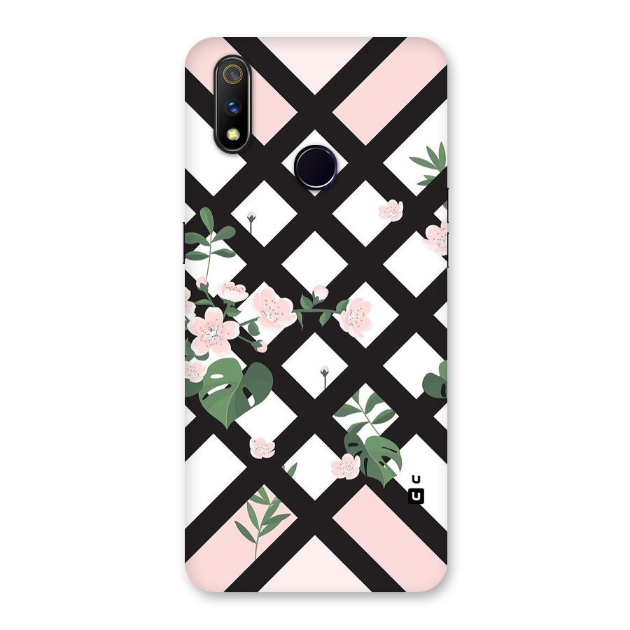 Check Floral Stripes Back Case for Realme 3 Pro