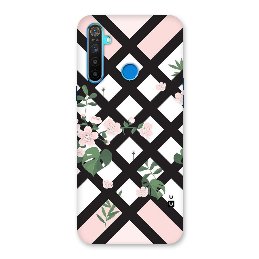 Check Floral Stripes Back Case for Realme 5