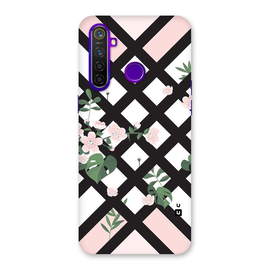Check Floral Stripes Back Case for Realme 5 Pro