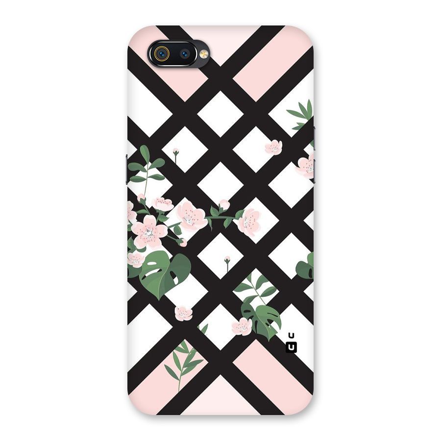 Check Floral Stripes Back Case for Realme C2