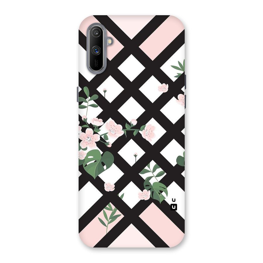 Check Floral Stripes Back Case for Realme C3