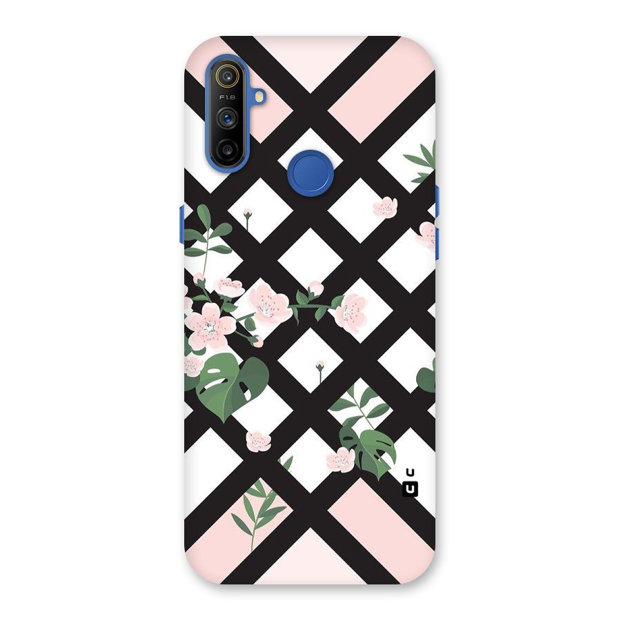 Check Floral Stripes Back Case for Realme Narzo 10A