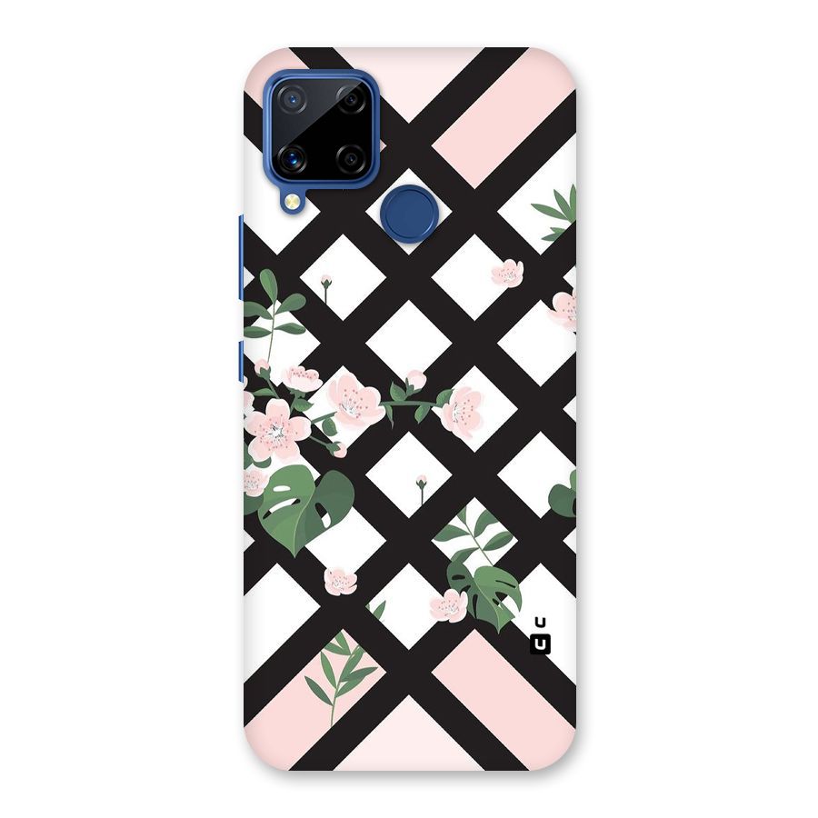 Check Floral Stripes Back Case for Realme Narzo 30A