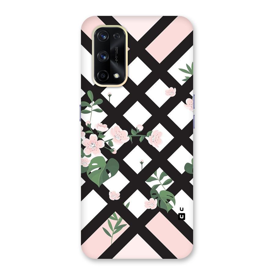 Check Floral Stripes Glass Back Case for Realme X7 Pro