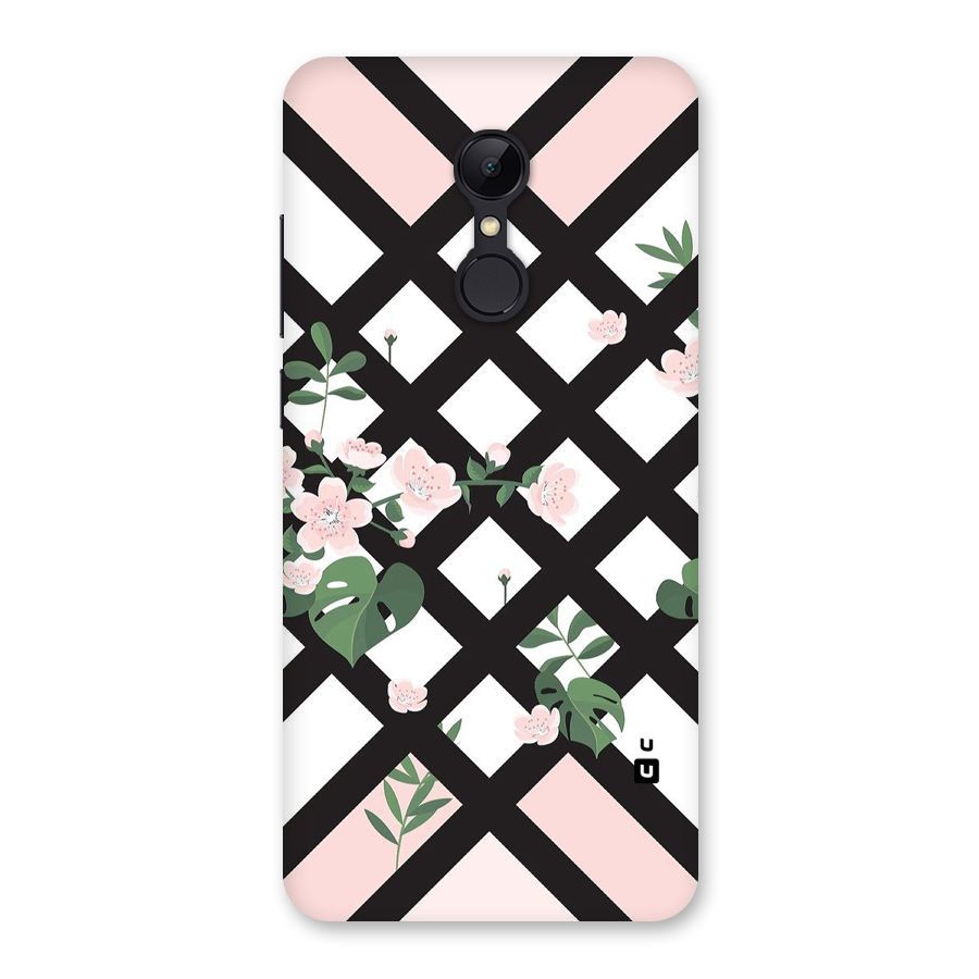 Check Floral Stripes Back Case for Redmi 5