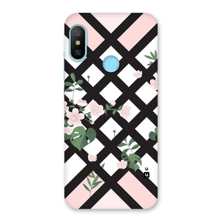 Check Floral Stripes Back Case for Redmi 6 Pro