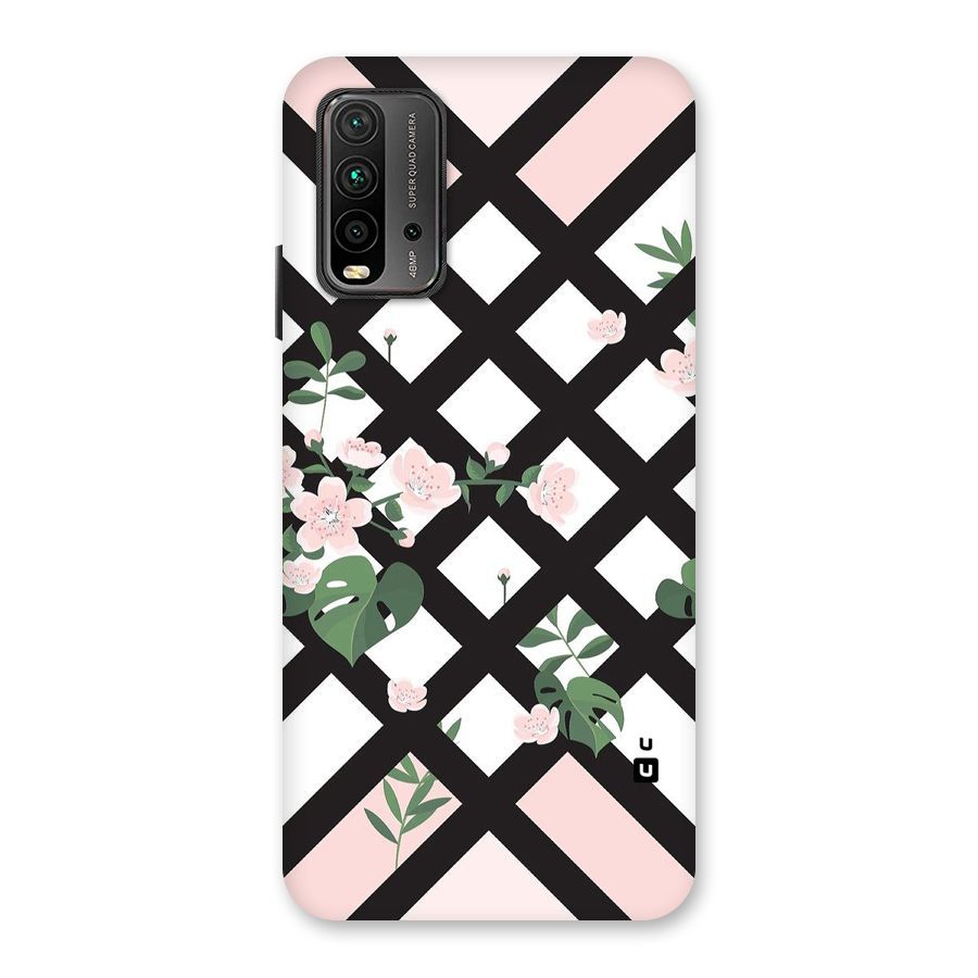 Check Floral Stripes Back Case for Redmi 9 Power