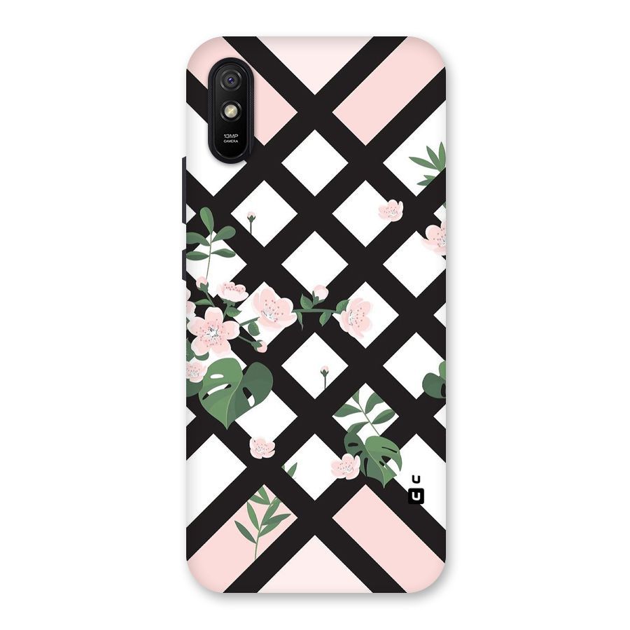 Check Floral Stripes Back Case for Redmi 9i