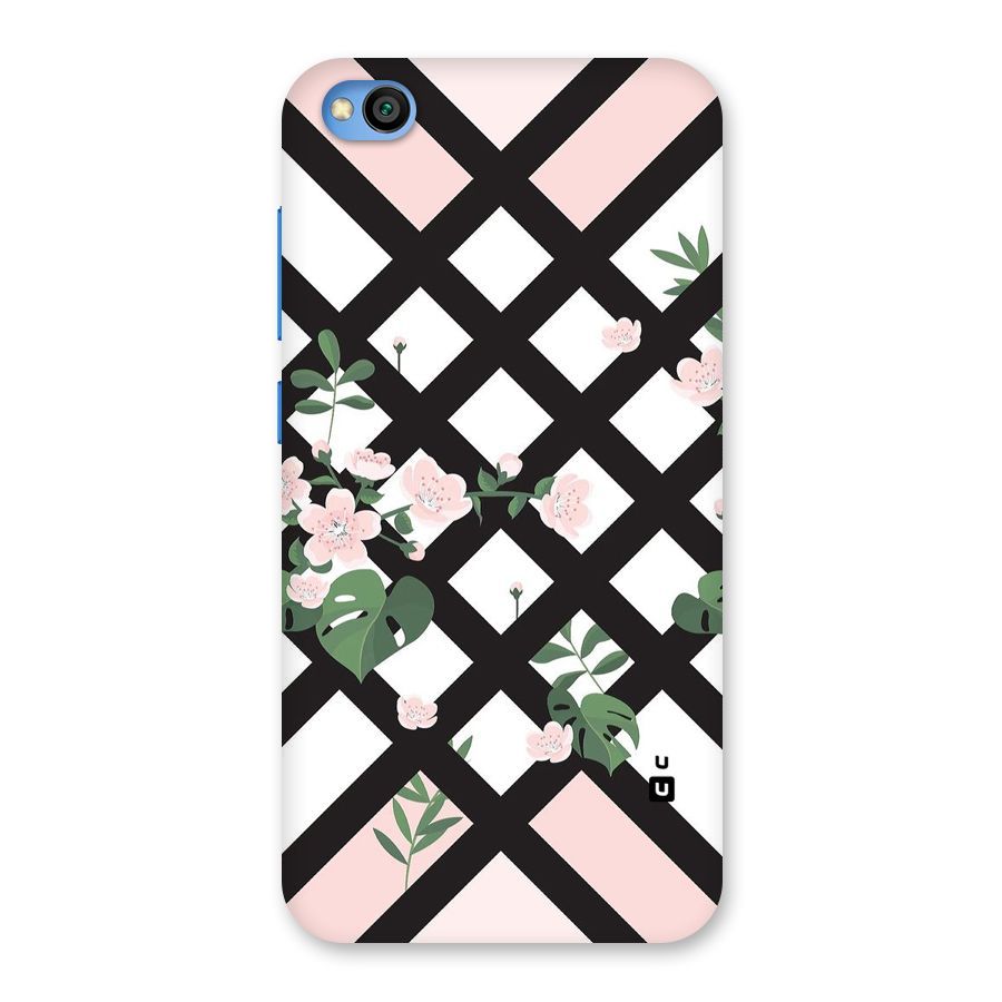 Check Floral Stripes Back Case for Redmi Go