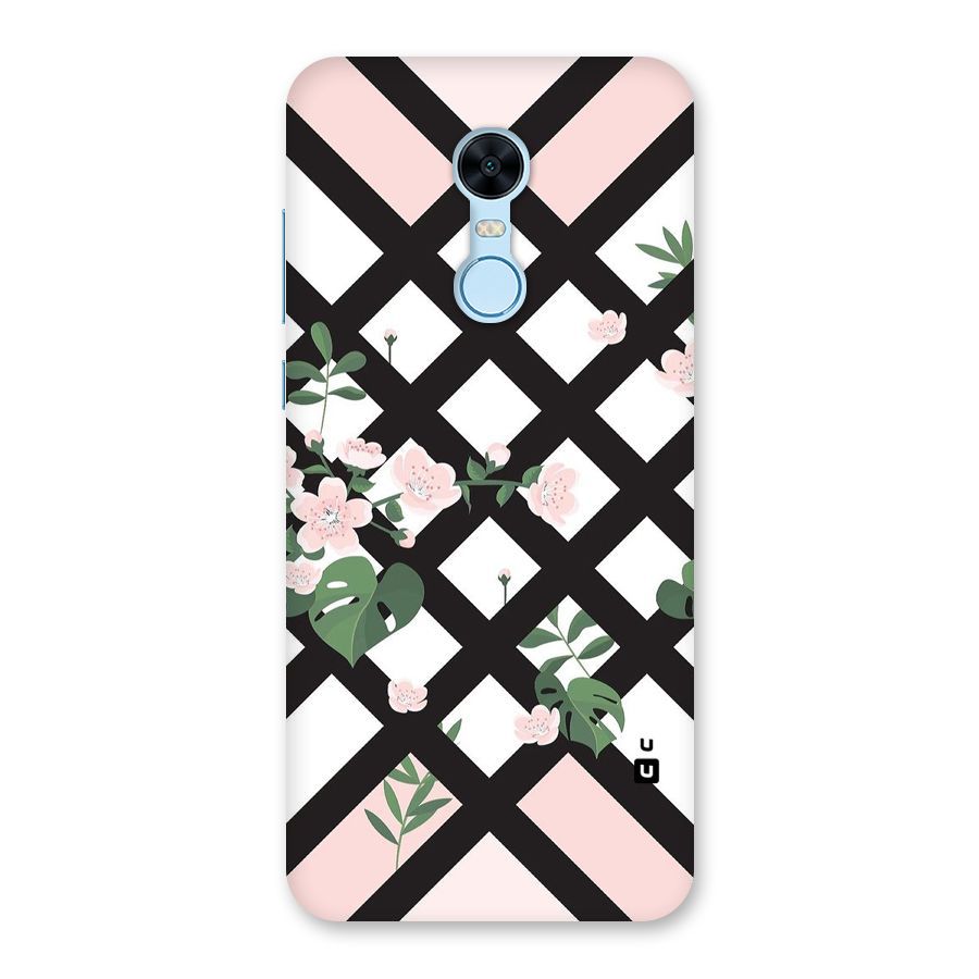Check Floral Stripes Back Case for Redmi Note 5