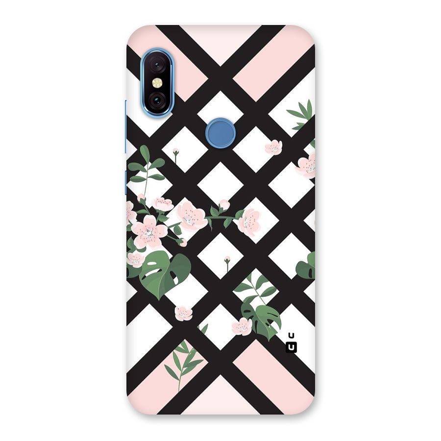 Check Floral Stripes Back Case for Redmi Note 6 Pro