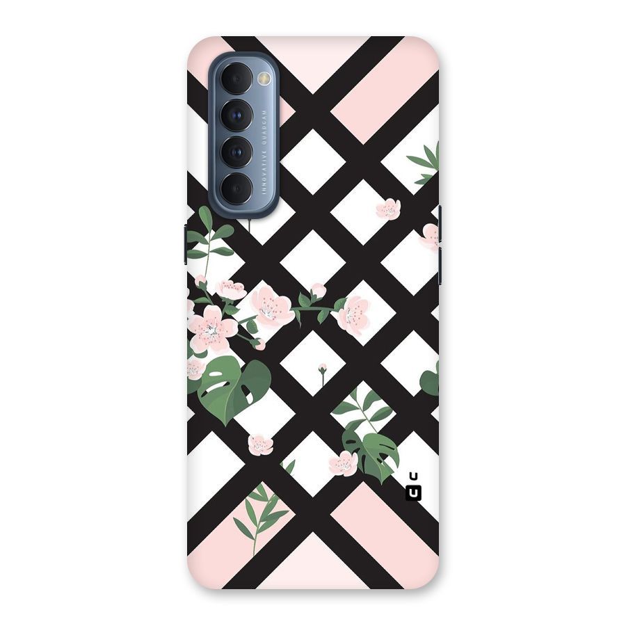 Check Floral Stripes Back Case for Reno4 Pro