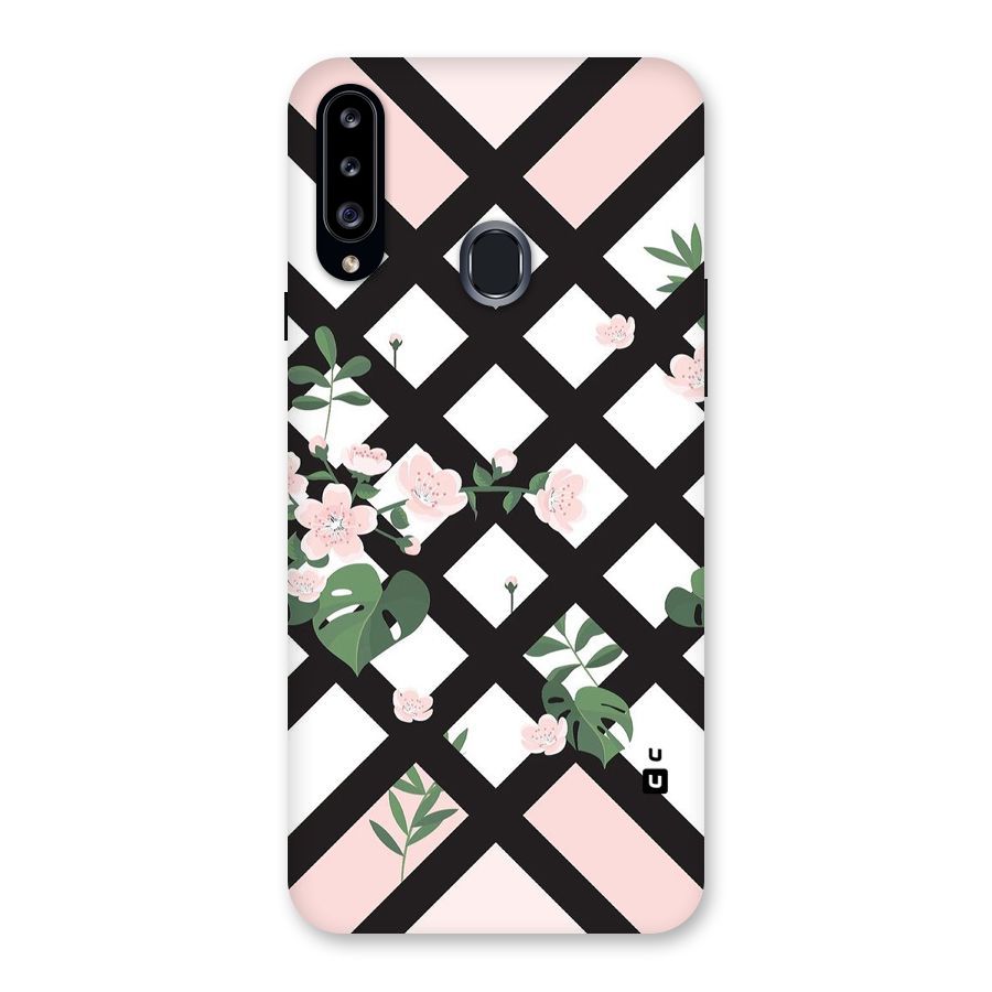 Check Floral Stripes Back Case for Samsung Galaxy A20s