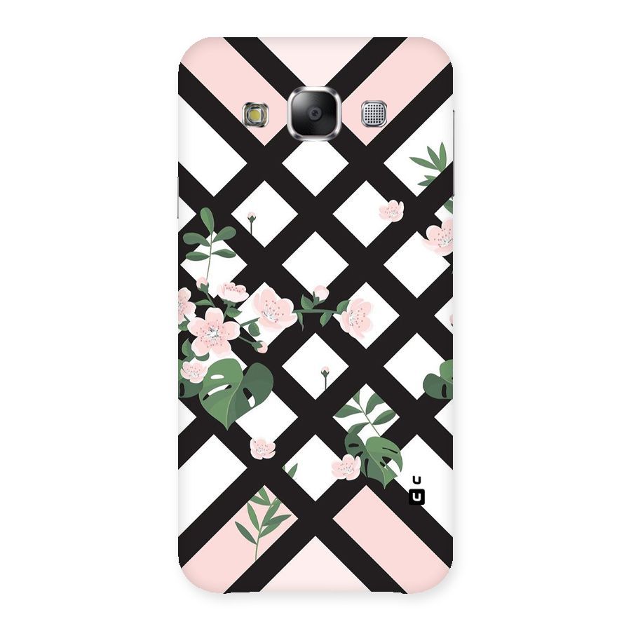 Check Floral Stripes Back Case for Samsung Galaxy E5