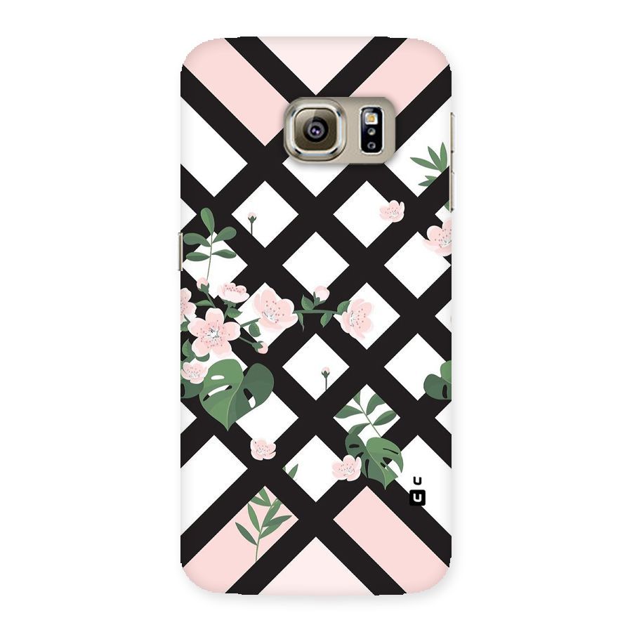 Check Floral Stripes Back Case for Samsung Galaxy S6 Edge