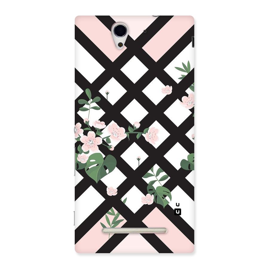 Check Floral Stripes Back Case for Sony Xperia C3