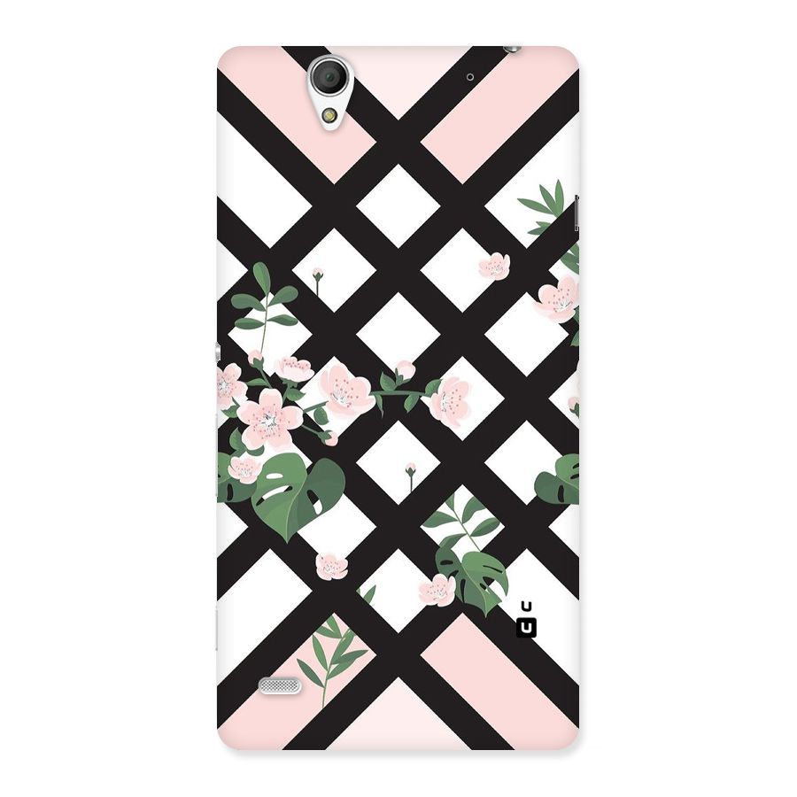 Check Floral Stripes Back Case for Sony Xperia C4