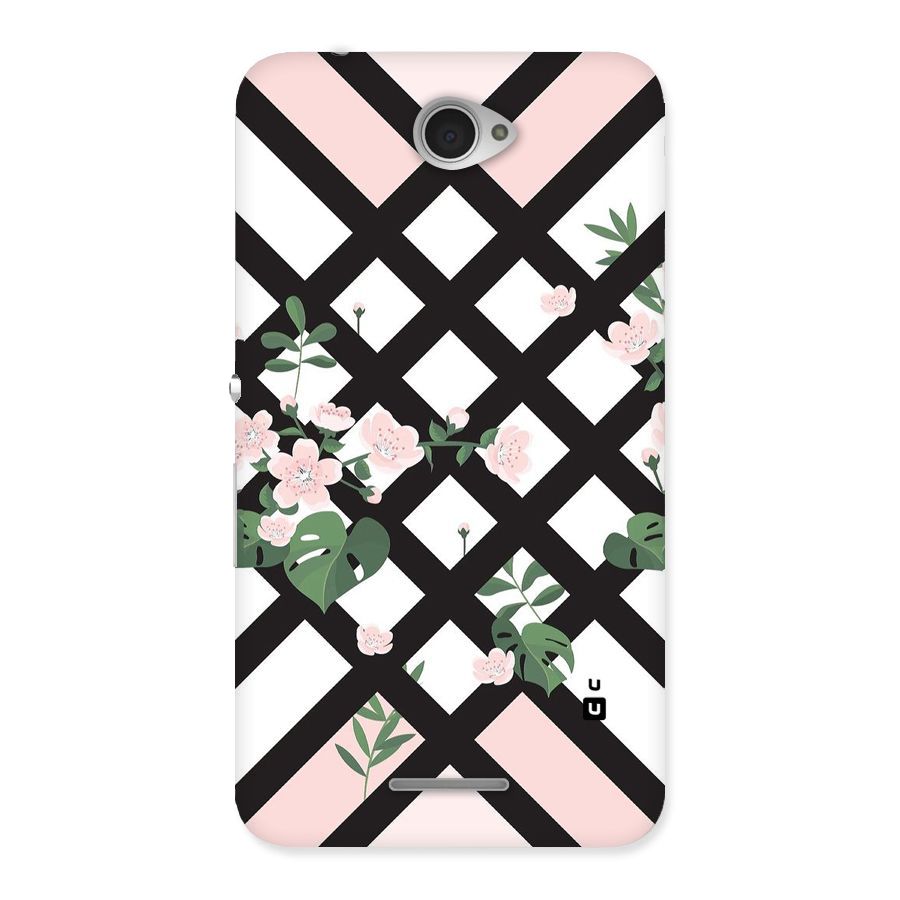 Check Floral Stripes Back Case for Sony Xperia E4