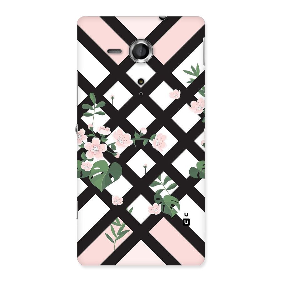 Check Floral Stripes Back Case for Sony Xperia SP