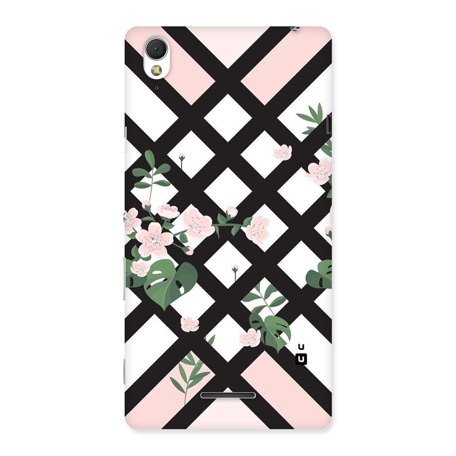 Check Floral Stripes Back Case for Sony Xperia T3