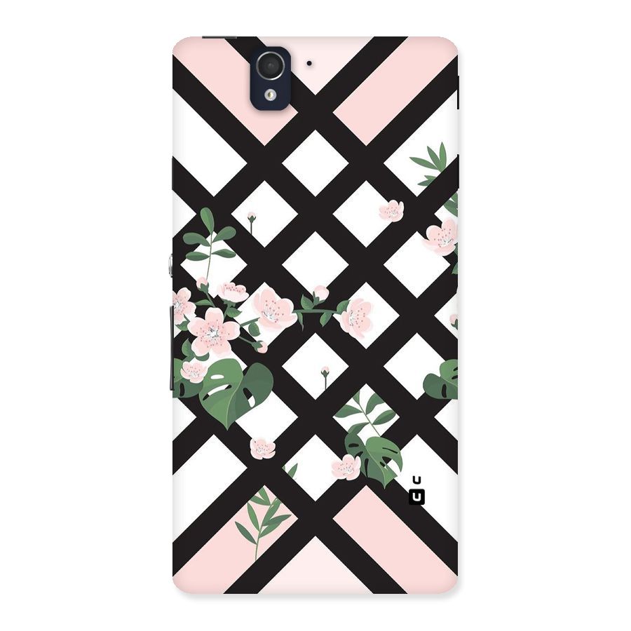 Check Floral Stripes Back Case for Sony Xperia Z