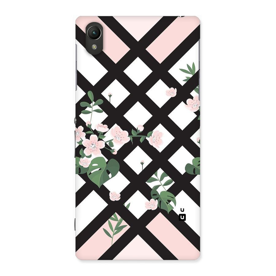 Check Floral Stripes Back Case for Sony Xperia Z1