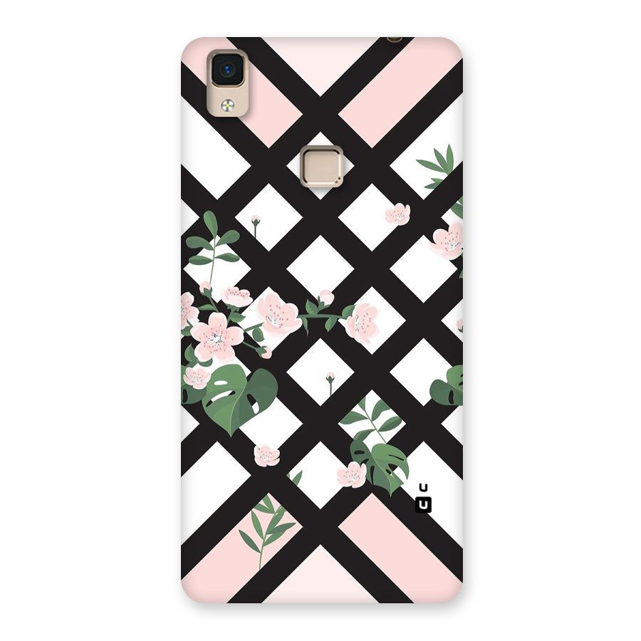 Check Floral Stripes Back Case for V3 Max