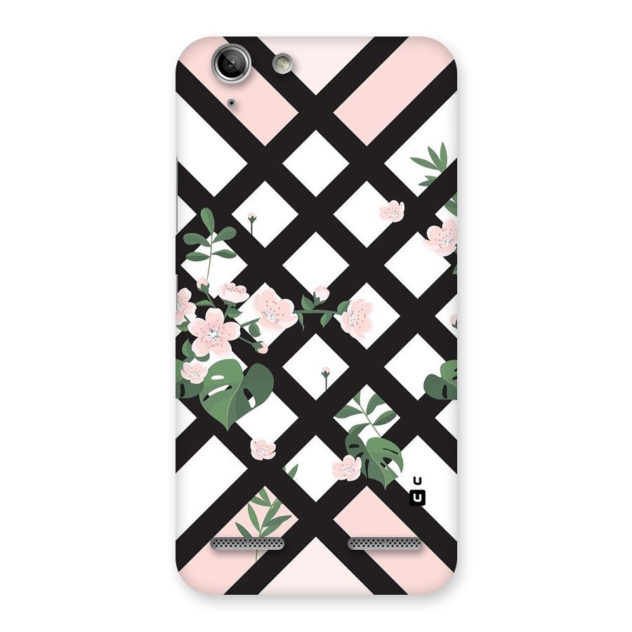 Check Floral Stripes Back Case for Vibe K5