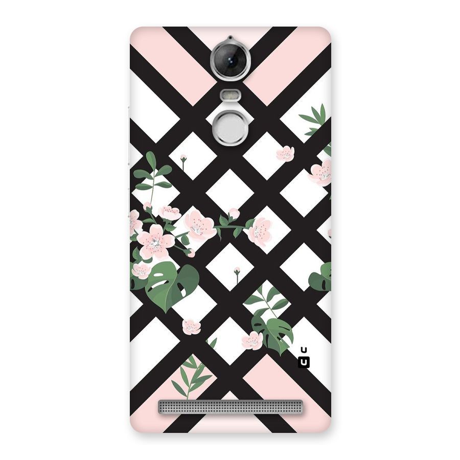 Check Floral Stripes Back Case for Vibe K5 Note
