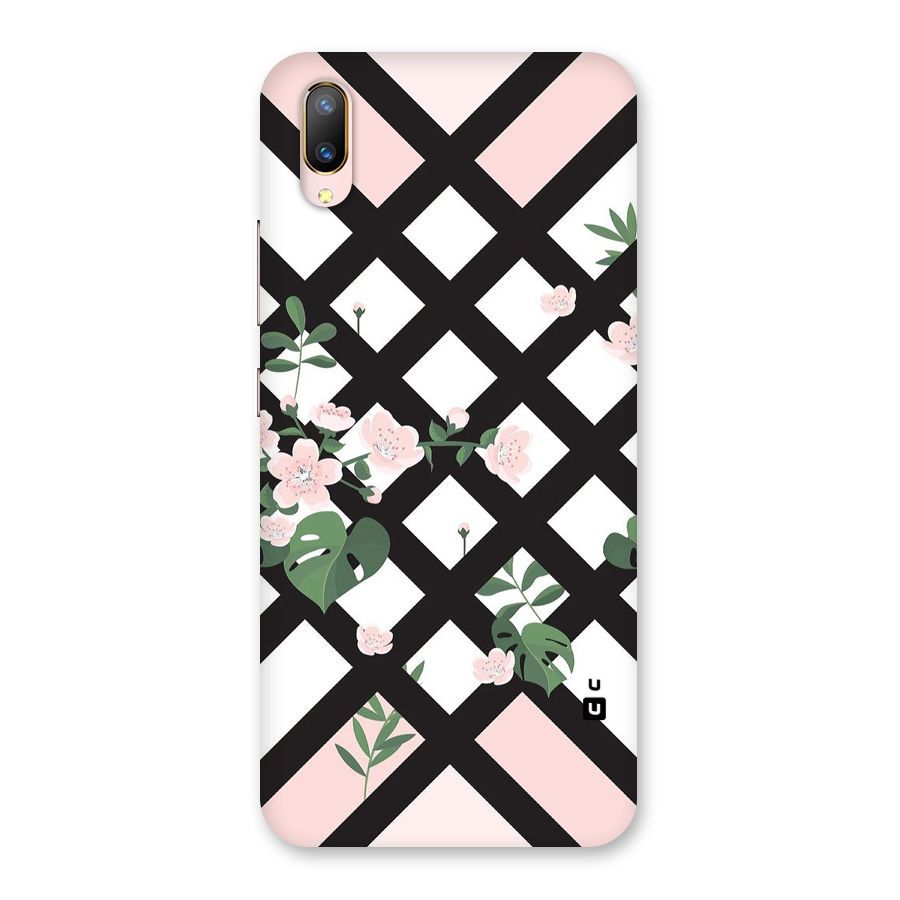 Check Floral Stripes Back Case for Vivo V11 Pro