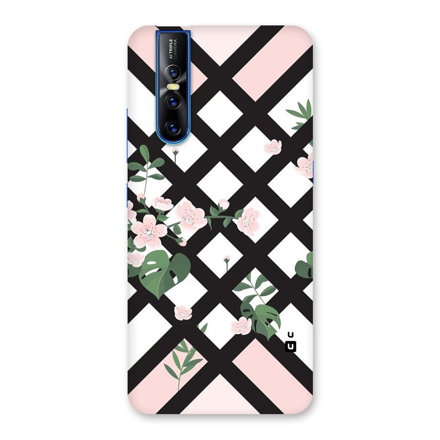 Check Floral Stripes Back Case for Vivo V15 Pro