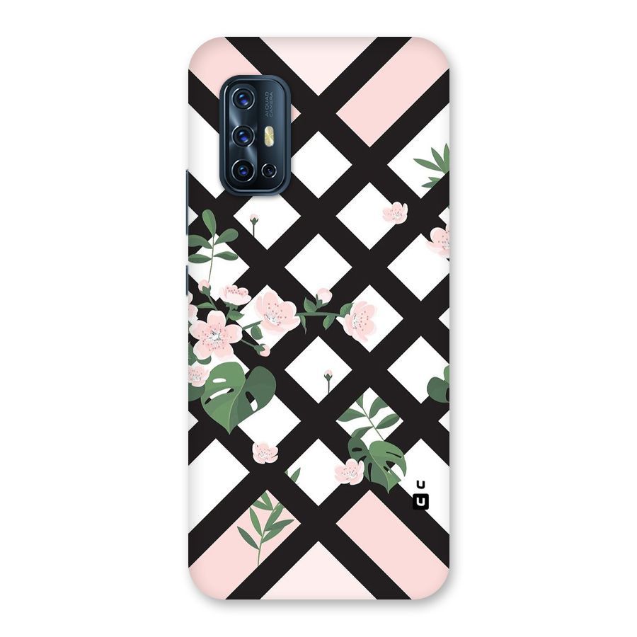 Check Floral Stripes Back Case for Vivo V17