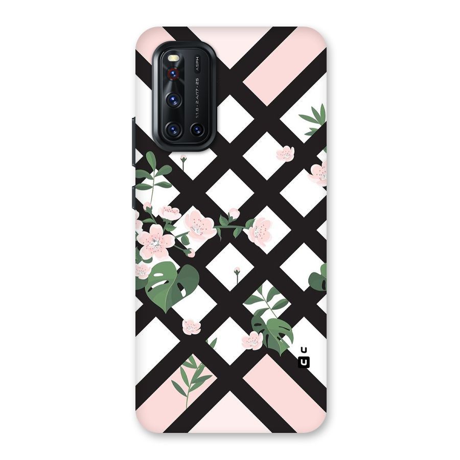 Check Floral Stripes Back Case for Vivo V19