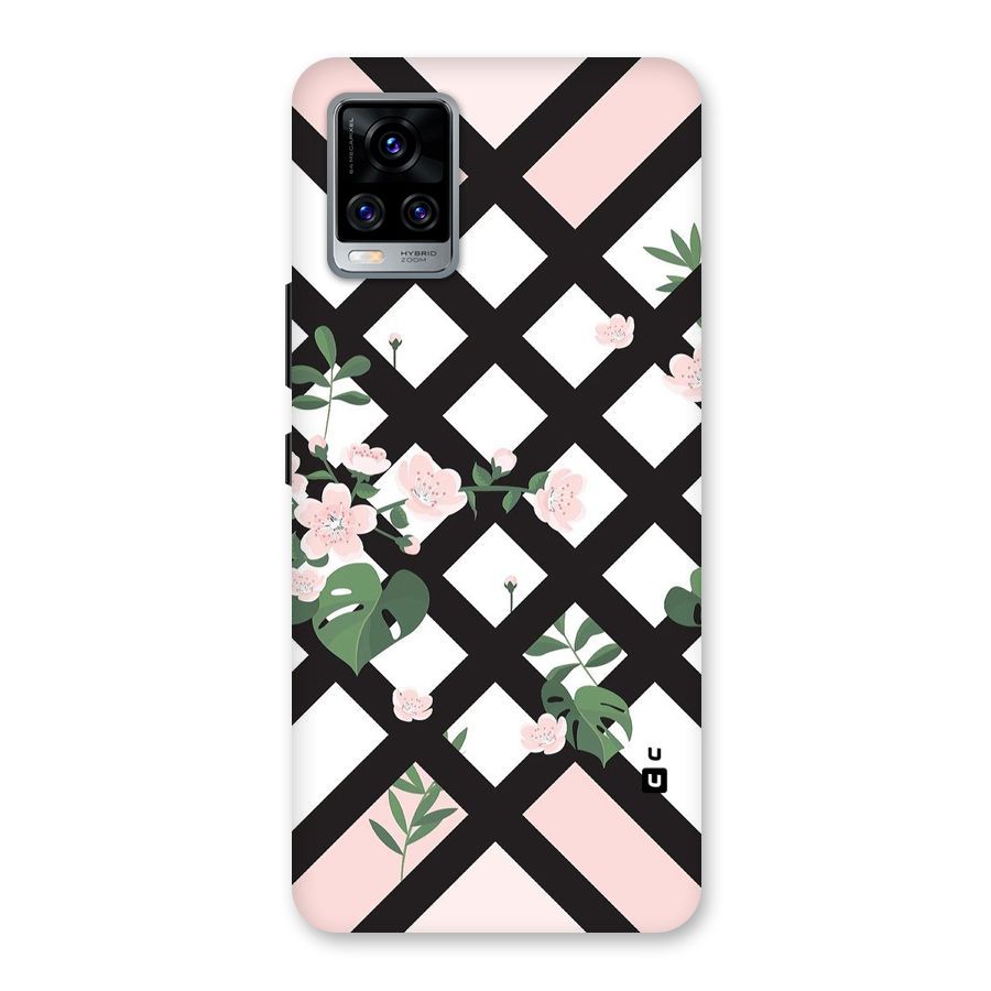 Check Floral Stripes Back Case for Vivo V20 Pro