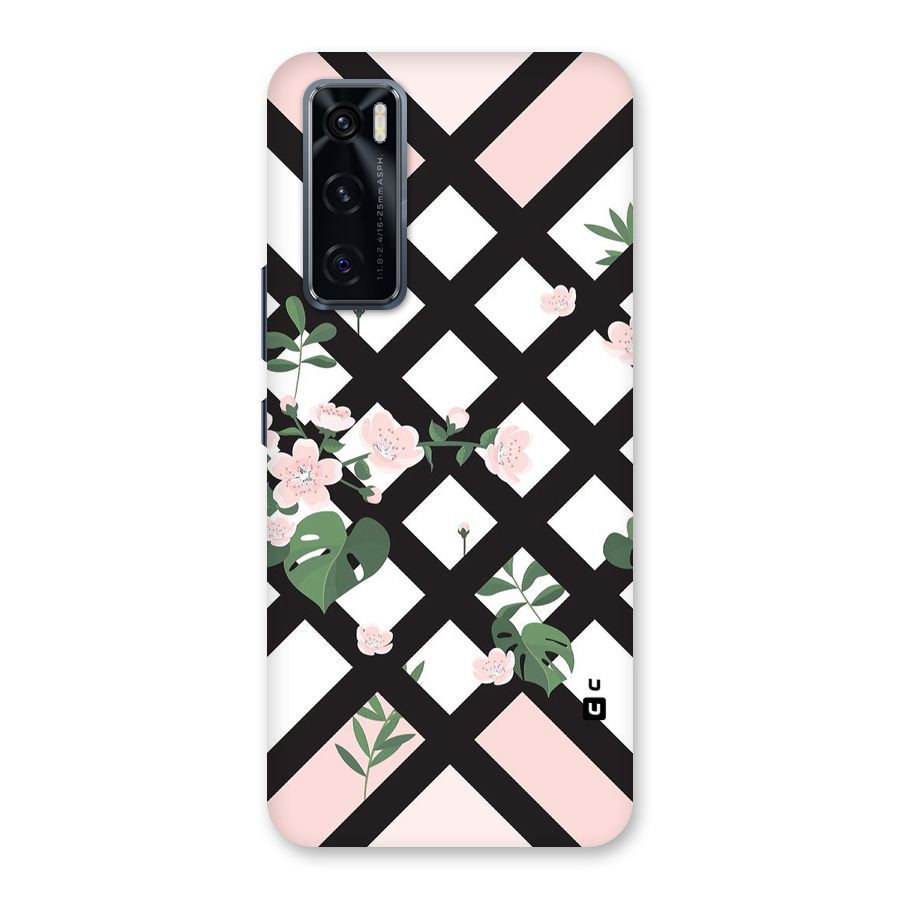 Check Floral Stripes Back Case for Vivo V20 SE