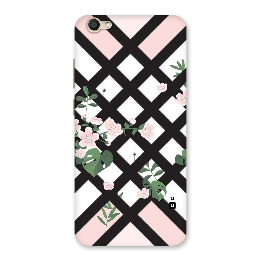 Check Floral Stripes Back Case for Vivo V5