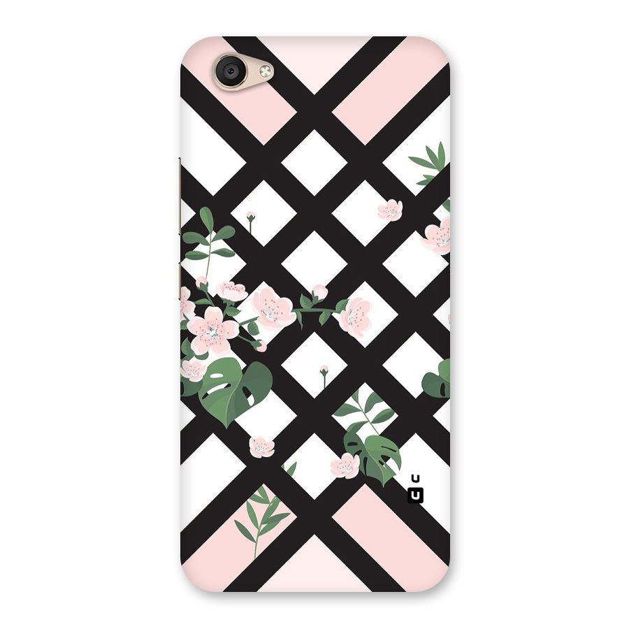 Check Floral Stripes Back Case for Vivo V5 Plus