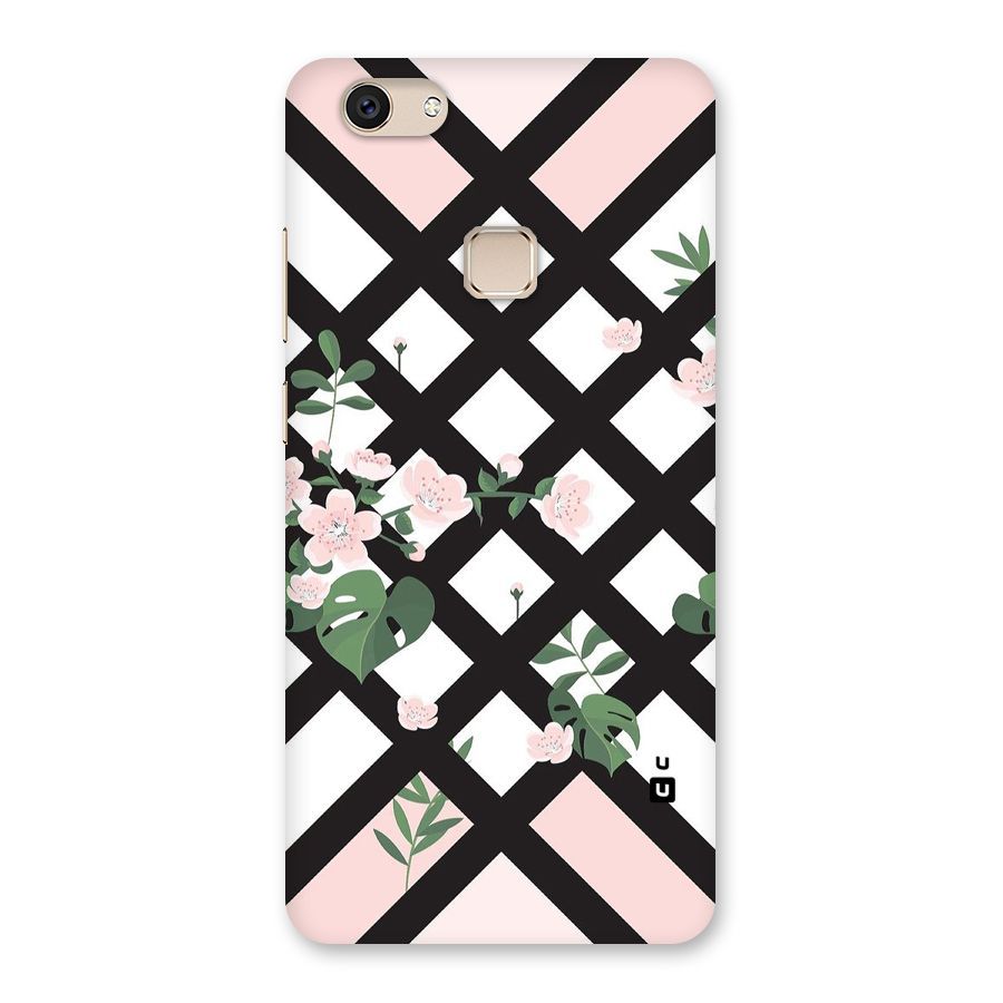 Check Floral Stripes Back Case for Vivo V7
