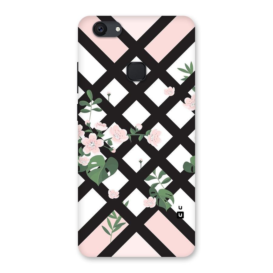 Check Floral Stripes Back Case for Vivo V7 Plus