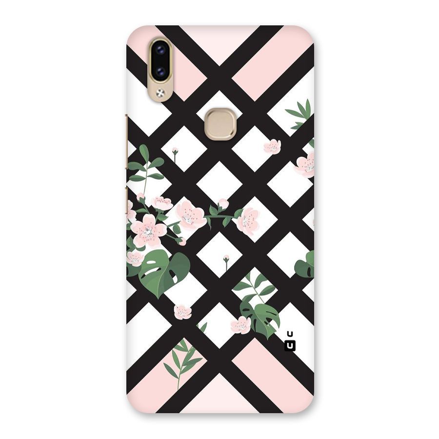 Check Floral Stripes Back Case for Vivo V9 Youth